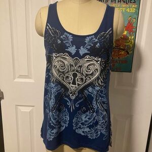 Hybrid & Company Navy Graphic Tank Top